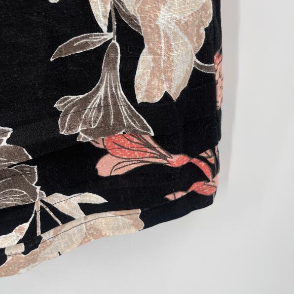 NICOLE MILLER Original Dress Size Small Floral Short Sleeve Linen Blend Black - Picture 11 of 15
